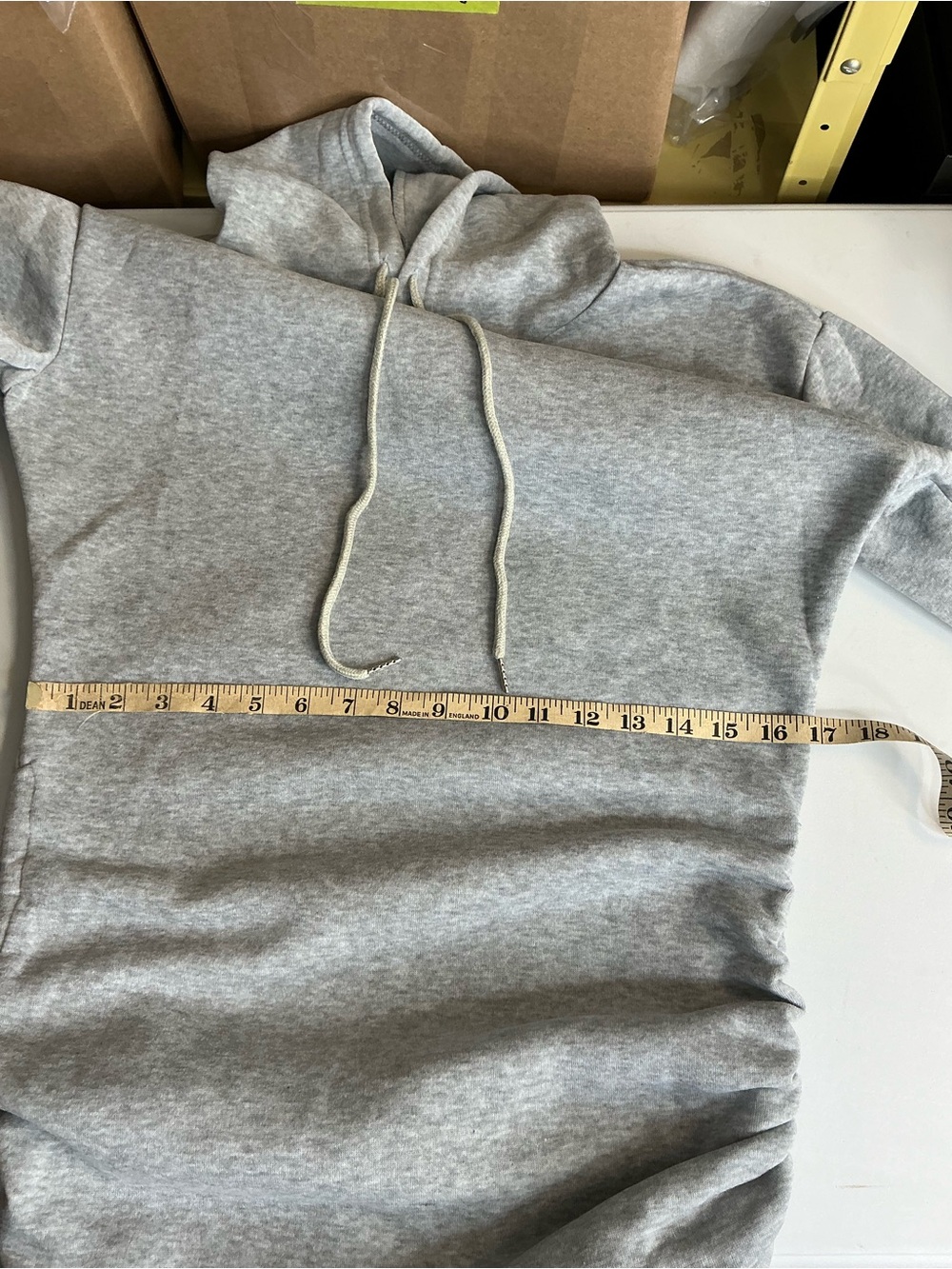 2396 -Casual Drawstring Ruched Hooded Bodycon Mini Sweatshirt Dress - Picture 13 of 16